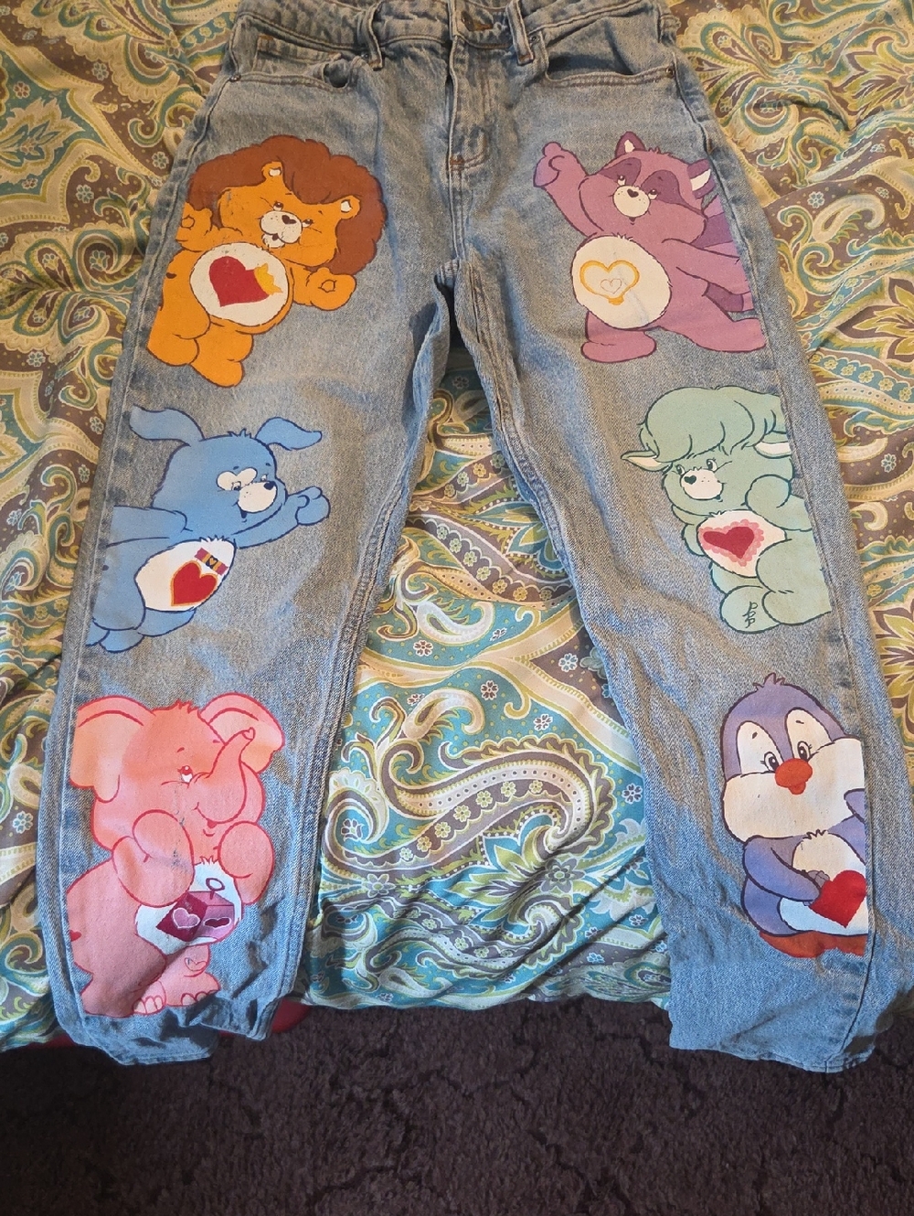 Hot Topic Light Blue Denim Jeans with Multicolor Cartoon Patches